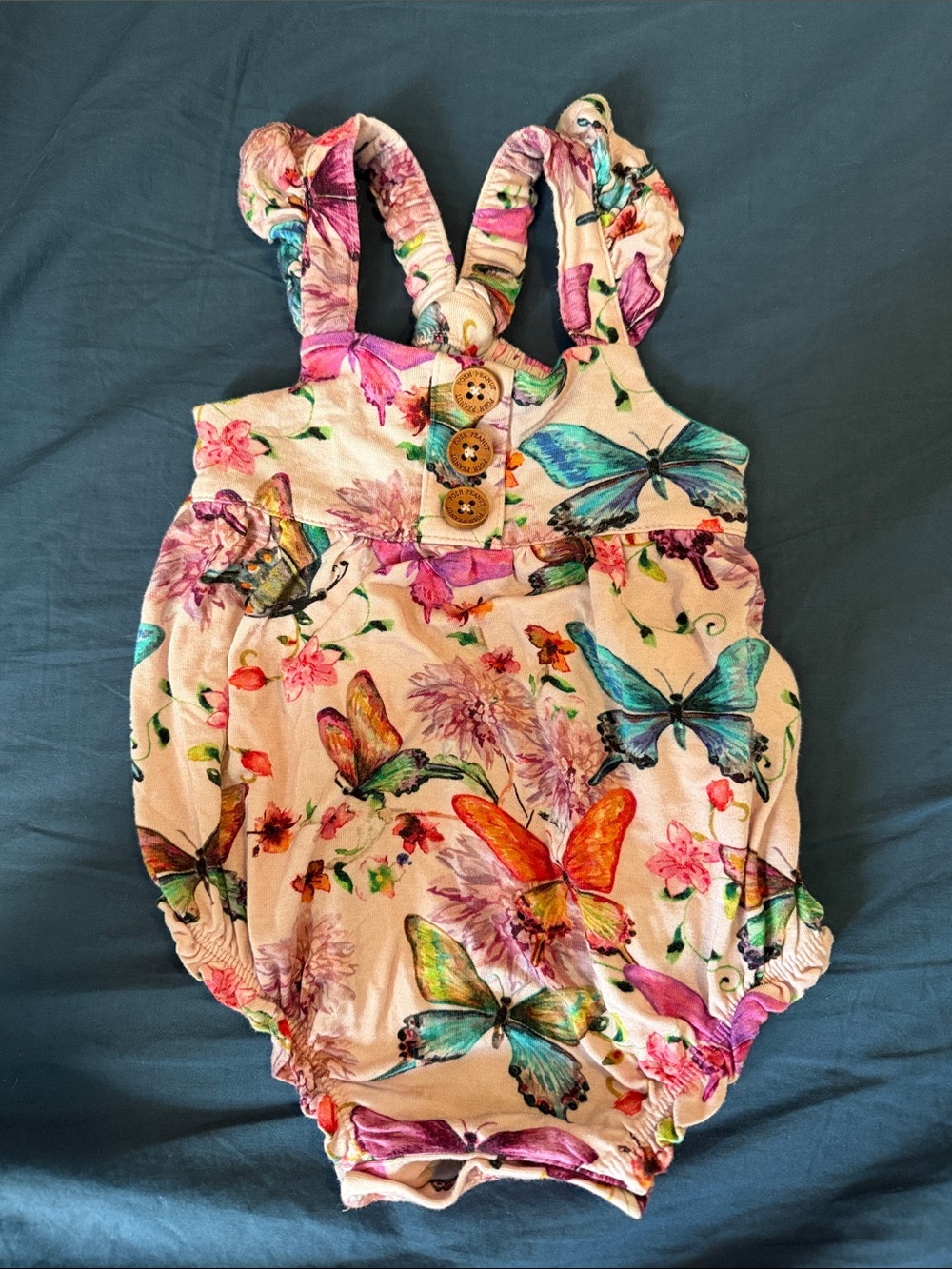 Posh Peanut Pink Butterfly Floral Romper 316 months